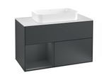 Villeroy und Boch Finion Waschtischunterschrank F241HGHG 100x60,3cm, Abdeckplatte white matt, Regal links Midnight Blue Matt Lacquer, Midnight Blue Matt Lacquer