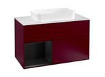 Villeroy und Boch Finion Waschtischunterschrank F241PDHB 100x60,3cm, Abdeckplatte white matt, Regal links Black matt lacquer, Peony Matt