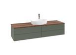 Villeroy und Boch Antao Waschtisch-Unterschrank L25052HL 160x36x50cm, Hahnlochbohrung, Waschbeckenplattenfarbe warm walnut, leaf green matt lacquer