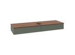 Villeroy und Boch Antao Waschtisch-Unterschrank L14052HL mit Beleuchtung, 160x19x50cm, Hahnlochbohrung, Waschbeckenplattenfarbe warm walnut, leaf green matt lacquer