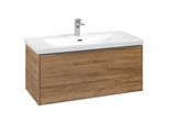 Villeroy und Boch Subway 3.0 Waschtisch-Unterschrank C56900RH 97,3x42,9x47,8cm, ohne LED/Griff Aluminium glänzend, kansas oak