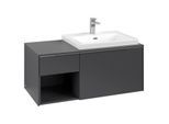 Villeroy und Boch Subway 3.0 Waschtisch-Unterschrank C571L0VR 100,1x42,25x51,6cm, mit LED/Griff Aluminium glänzend, graphite