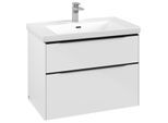Villeroy und Boch Subway 3.0 Waschtisch-Unterschrank C574L1VE 77,2x57,6x47,8cm, mit LED/Griff Volcano black, brilliant white