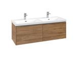 Villeroy und Boch Subway 3.0 Waschtisch-Unterschrank C567L0RH 127,2x42,9x47,8cm, mit LED/Griff Aluminium glänzend, kansas oak