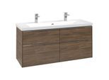 Villeroy und Boch Subway 3.0 Waschtisch-Unterschrank C602L0VH 127,2x57,6x47,8cm, mit LED/Griff Aluminium glänzend, arizona oak