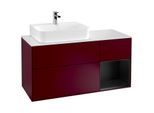 Villeroy und Boch Finion Waschtischunterschrank G151PDHB 120cm, Abdeckplatte white matt, Emotion, Regal links Black matt lacquer, Peony Matt
