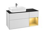 Villeroy und Boch Finion Waschtischunterschrank G152HFMT 120cm, Abdeckplatte black matt, Emotion, Regal links Gold matt, White matt lacquer