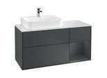 Villeroy und Boch Finion Waschtischunterschrank F151HGHG 120cm, Abdeckplatte white matt, Regal rechts Midnight Blue Matt Lacquer, Midnight Blue Matt Lacquer