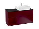 Villeroy und Boch Finion Waschtischunterschrank G142HBHB 120cm, Abdeckplatte black matt, Emotion, Regal links Peony, Peony Matt
