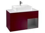 Villeroy und Boch Finion Waschtischunterschrank G121GKHB 100cm, Abdeckplatte white matt, Emotion, Regal rechts Anthracite matt, Peony Matt