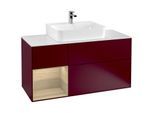 Villeroy und Boch Finion Waschtischunterschrank G161PCHB 120cm, Abdeckplatte white matt, Emotion, Regal links Oak Veneer, Peony Matt