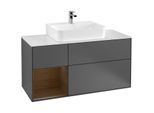 Villeroy und Boch Finion Waschtischunterschrank G161GNGK 120cm, Abdeckplatte white matt, Emotion, Regal links Walnut veneer, Anthracite matt