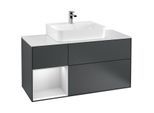 Villeroy und Boch Finion Waschtischunterschrank G161MTHG 120cm, Abdeckplatte white matt, Emotion, Regal links White matt lacquer, Midnight Blue Matt Lacquer