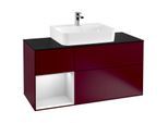Villeroy und Boch Finion Waschtischunterschrank G162MTHB 120cm, Abdeckplatte black matt, Emotion, Regal links White matt lacquer, Peony Matt