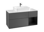 Villeroy und Boch Finion Waschtischunterschrank F171PDGK 120cm, Abdeckplatte white matt, Regal rechts Black matt lacquer, Anthracite matt