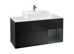 Villeroy und Boch Finion Waschtischunterschrank F171HGPD 120cm, Abdeckplatte white matt, Regal rechts Midnight Blue Matt Lacquer, Black matt lacquer