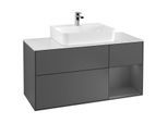 Villeroy und Boch Finion Waschtischunterschrank G171GKGK 120cm, Abdeckplatte white matt, Emotion, Regal rechts Anthracite matt, Anthracite matt