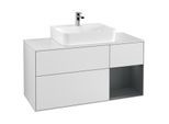 Villeroy und Boch Finion Waschtischunterschrank G171HGMT 120cm, Abdeckplatte white matt, Emotion, Regal rechts Midnight Blue Matt Lacquer, White matt lacquer