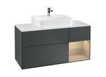 Villeroy und Boch Finion Waschtischunterschrank G171PCHG 120cm, Abdeckplatte white matt, Emotion, Regal rechts Oak Veneer, Midnight Blue Matt Lacquer