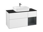 Villeroy und Boch Finion Waschtischunterschrank G172HGGF 120cm, Abdeckplatte black matt, Emotion, Regal rechts Midnight Blue Matt Lacquer, Glossy white lacquer