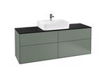 Villeroy und Boch Finion Waschtischunterschrank F19200GM 160x60,3cm, Abdeckplatte black matt, Olive Matt Lacquer