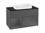 Villeroy und Boch Finion Waschtischunterschrank G242GKGK 100cm, Abdeckplatte black matt, Emotion, Regal links Anthracite matt, Anthracite matt