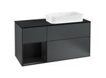 Villeroy und Boch Finion Waschtischunterschrank G272PDHG 120cm, Abdeckplatte black matt, Emotion, Regal links Black matt lacquer, Midnight Blue Matt Lacquer