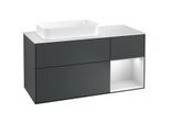 Villeroy und Boch Finion Waschtischunterschrank F281MTHG 120cm, Abdeckplatte white matt, Regal rechts White matt lacquer, Midnight Blue Matt Lacquer