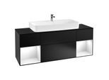 Villeroy und Boch Finion Waschtischunterschrank G212GFPD 160cm, Abdeckplatte black matt, Emotion, Regale Glossy white lacquer, Black matt lacquer