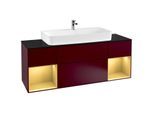 Villeroy und Boch Finion Waschtischunterschrank F212HFHB 160cm, Abdeckplatte black matt, Regale Gold matt lacquer, Peony Matt