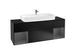 Villeroy und Boch Finion Waschtischunterschrank F212GKPD 160cm, Abdeckplatte black matt, Regale Anthracite matt lacquer, Black matt lacquer