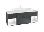 Villeroy und Boch Finion Waschtischunterschrank G211GFHG 160cm, Abdeckplatte white matt, Emotion, Regale Glossy white lacquer, Midnight Blue Matt Lacquer