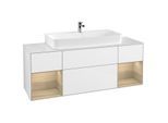 Villeroy und Boch Finion Waschtischunterschrank F211PCGF 160cm, Abdeckplatte white matt, Regale Oak Veneer, Glossy white lacquer