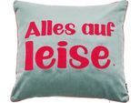 Dekokissen DONE. "Vibe", grün (mint, pink, schriftzug), B:45cm L:45cm, Polyester, Dekokissen_Sitzkissen_Kissenhüllen, Weicher Samtstoff