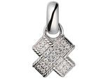Kettenanhänger JOBO "Anhänger gekreuzt 14 mm", silber 925, weiß, Schmuckanhänger, Damen, Silber 925 (Sterlingsilber), Kettenanhänger, 925 Silber rhodiniert oder vergoldet