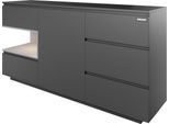 Kommode PHOENIX "Minecraft Sideboard", grau (schwarz), B:160cm H:82cm T:40cm, Holzwerkstoff, Sideboards, Kommode, inkl Beleuchtung