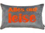 Dekokissen DONE. "Vibe", grau (anthrazit, orange, schriftzug), B:40cm L:60cm, Polyester, Dekokissen_Sitzkissen_Kissenhüllen, Dekokissen, Weicher Samtstoff