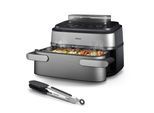 PHILIPS Heißluftfritteuse "NA565/02 Steam Airfryer 5000 Series Megabasket, 9,5L Kapazität", silber edelstahl, schwarz, B:49,6cm H:35,5cm T:32,9cm, Fritteusen, mit Dampfgarfunktion u. RapidAir Plus Technologie; inkl. Servierzange, Heißluftfritteuse