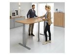 Schäfer Shop Select Besprechungstisch ERGO-T, mit Anschluss, elektrisch höhenverstellbar, Boot, T-Fuss, B 2000 x H 640-1300 mm, Ahorn/weissalu