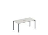 Schäfer Shop Genius Konferenztisch MODENA FLEX, 3-fach Anschluss, Rechteck, 4-Fuss Quadratrohr, B 1600 x T 800 x H 720-840 mm, lichtgrau/weissalu