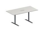 Schäfer Shop Genius Konferenztisch MODENA FLEX, 3-fach Anschluss, Rechteck, T-Fuss Rundrohr, B 1600 x T 800 x H 650-850 mm, lichtgrau/weissalu