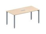 Schäfer Shop Genius Konferenztisch MODENA FLEX, 3-fach Anschluss, Rechteck, 4-Fuss Quadratrohr, B 1600 x T 800 x H 720-840 mm, Ahorn/weissalu