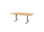 Schäfer Shop Select Besprechungstisch Planova Basic, mit Tischanschlussfeld, Boot, T-Fuss, B 2000 x T 1000 x H 717 mm, Buche/weissaluminium RAL 9006