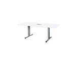 Schäfer Shop Select Besprechungstisch Planova Basic, mit Tischanschlussfeld, Boot, T-Fuss, B 2000 x T 1000 x H 717 mm, weiss/weissaluminium RAL 9006