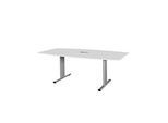 Schäfer Shop Select Besprechungstisch Planova Basic, mit Tischanschlussfeld, Boot, T-Fuss, B 2000 x T 1000 x H 717 mm, lichtgrau/weissaluminium RAL 9006