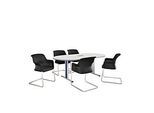 Schäfer Shop Select Besprechungstisch Planova Basic, mit Tischanschlussfeld, Oval, T-Fuss, B 2000 x T 1000 x H 717 mm, weiss/weissaluminium RAL 9006