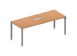 Schäfer Shop Genius Konferenztisch MODENA FLEX, 3-fach Anschluss, Rechteck, 4-Fuss Quadratrohr, B 2000 x T 800 x H 720-840 mm, Buche/weissalu