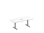 Schäfer Shop Genius Konferenztisch MODENA FLEX, 3-fach Anschluss, Rechteck, T-Fuss Rechteckrohr, B 2000 x T 800 x H 650-850 mm, weiss/weissalu