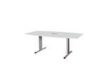 Schäfer Shop Select Besprechungstisch Planova Basic, mit Tischanschlussfeld, Boot, T-Fuss, B 2000 x T 1000 x H 717 mm, lichtgrau/weissaluminium RAL 9006