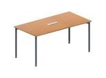 Schäfer Shop Genius Konferenztisch, 3-fach Tischanschlussfeld, Rechteck, 4-Fuss Rundrohr, B 1600 x T 800 x H 720-840 mm, Buche/weissaluminium RAL 9006